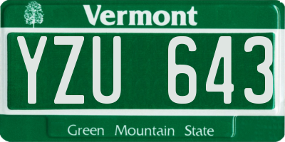VT license plate YZU643