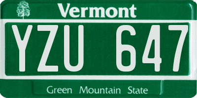 VT license plate YZU647