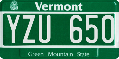 VT license plate YZU650
