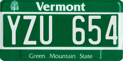 VT license plate YZU654