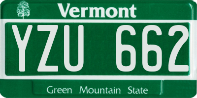 VT license plate YZU662