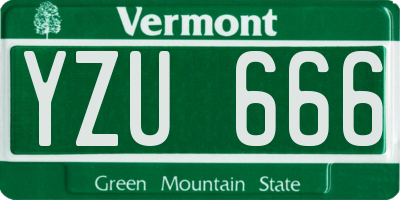 VT license plate YZU666