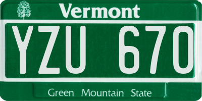 VT license plate YZU670