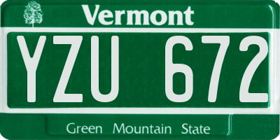 VT license plate YZU672