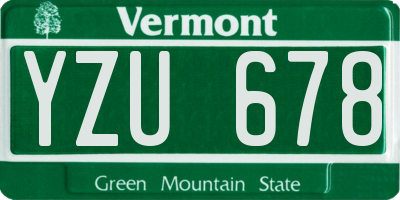 VT license plate YZU678