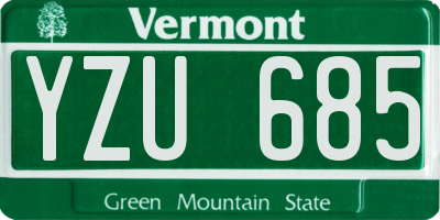 VT license plate YZU685