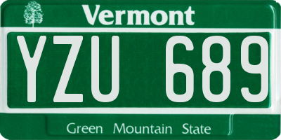 VT license plate YZU689