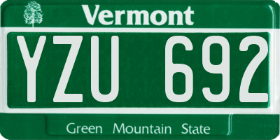 VT license plate YZU692