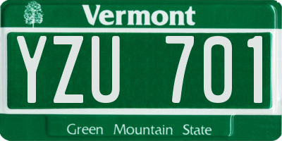 VT license plate YZU701