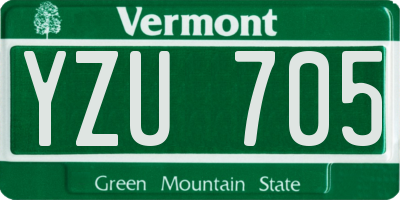 VT license plate YZU705