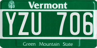 VT license plate YZU706