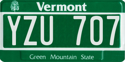 VT license plate YZU707