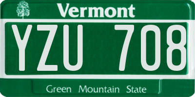 VT license plate YZU708