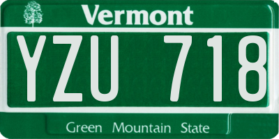 VT license plate YZU718