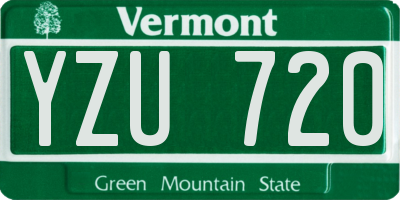 VT license plate YZU720