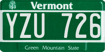 VT license plate YZU726