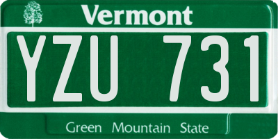 VT license plate YZU731