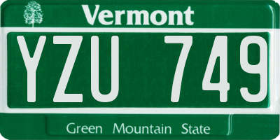 VT license plate YZU749