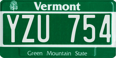 VT license plate YZU754