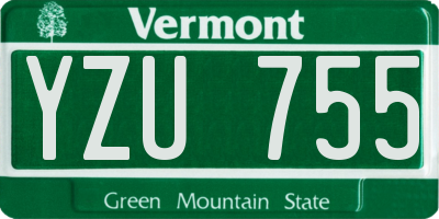 VT license plate YZU755