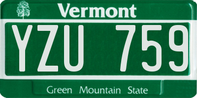 VT license plate YZU759