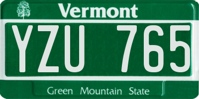 VT license plate YZU765