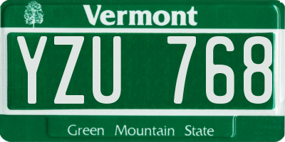 VT license plate YZU768