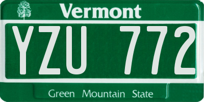 VT license plate YZU772