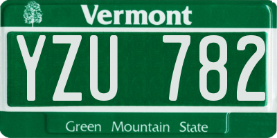 VT license plate YZU782