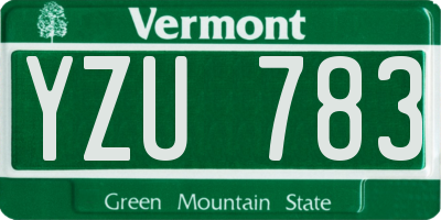 VT license plate YZU783