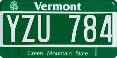 VT license plate YZU784