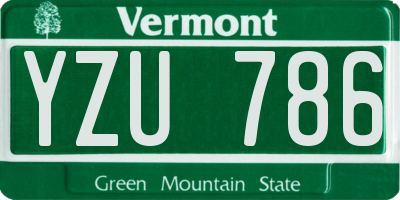 VT license plate YZU786
