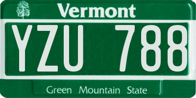 VT license plate YZU788