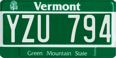 VT license plate YZU794