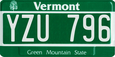 VT license plate YZU796