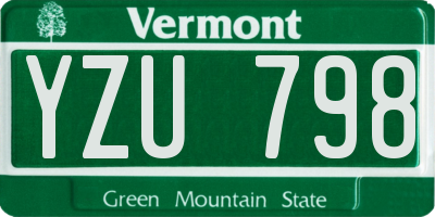 VT license plate YZU798