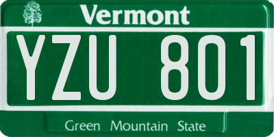 VT license plate YZU801