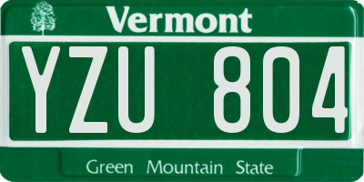 VT license plate YZU804