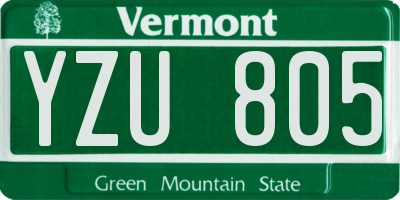VT license plate YZU805