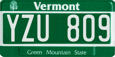 VT license plate YZU809