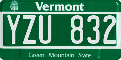 VT license plate YZU832