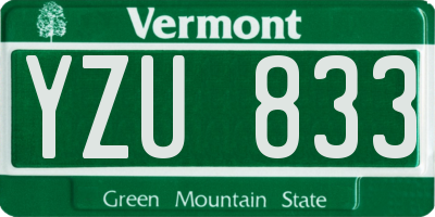 VT license plate YZU833