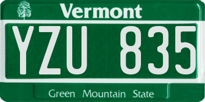 VT license plate YZU835