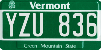 VT license plate YZU836