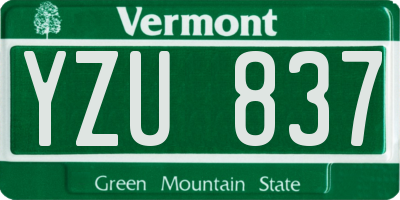 VT license plate YZU837