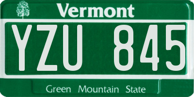 VT license plate YZU845