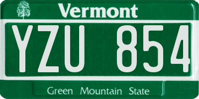 VT license plate YZU854