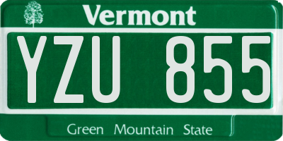 VT license plate YZU855