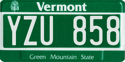 VT license plate YZU858