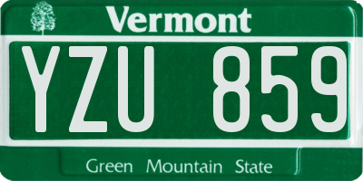 VT license plate YZU859